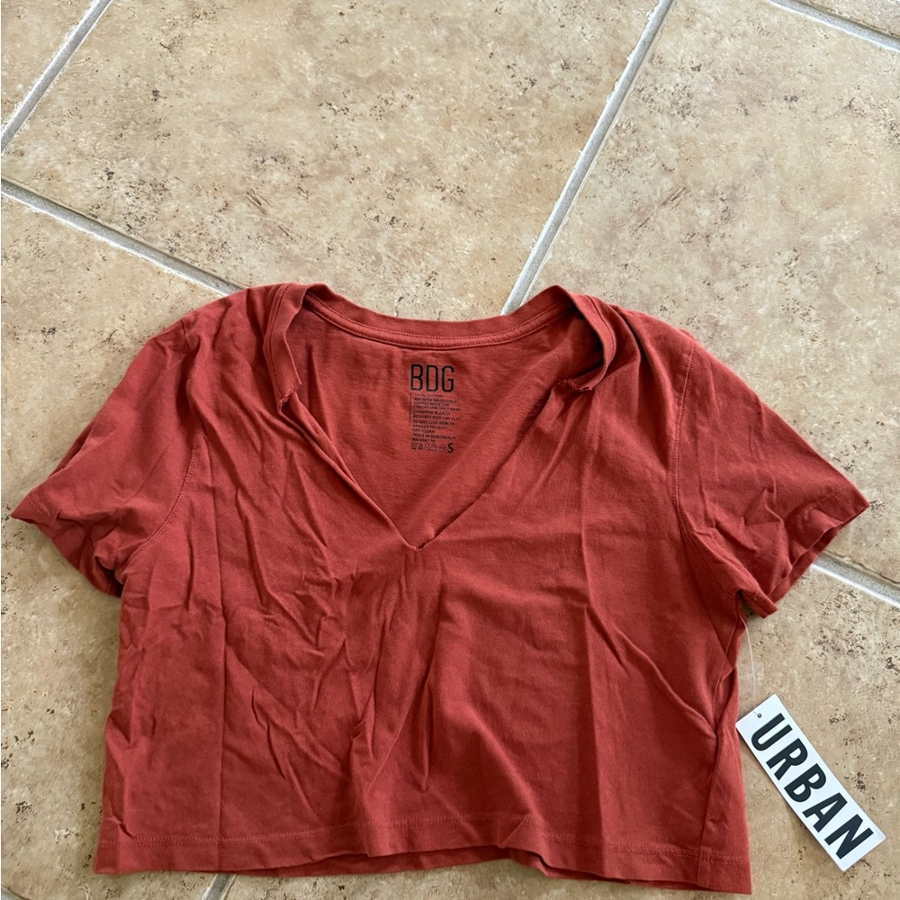 BDG Red Short Sleeve Crop T-Shirt